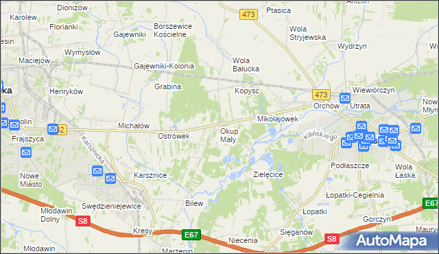 mapa Okup Mały, Okup Mały na mapie Targeo