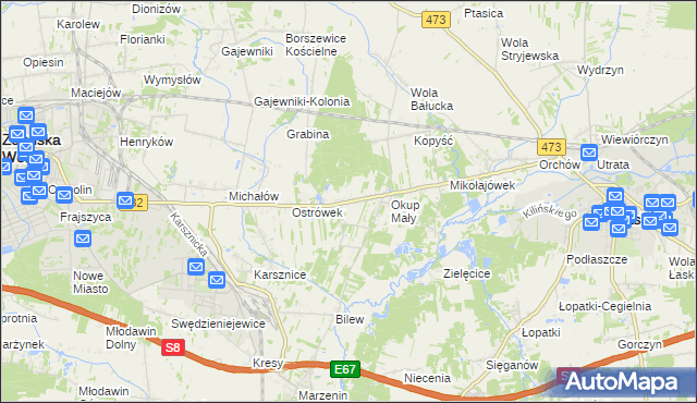 mapa Okup Wielki, Okup Wielki na mapie Targeo
