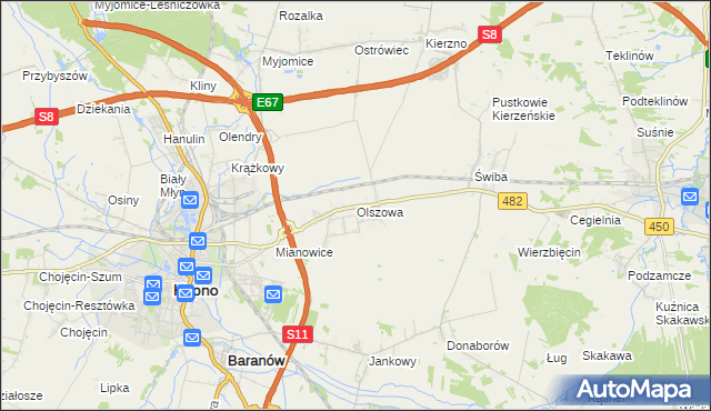 mapa Olszowa gmina Kępno, Olszowa gmina Kępno na mapie Targeo