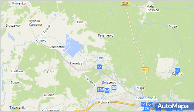 mapa Orle gmina Wejherowo, Orle gmina Wejherowo na mapie Targeo