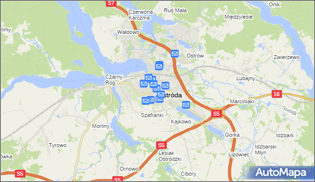 mapa Ostróda, Ostróda na mapie Targeo