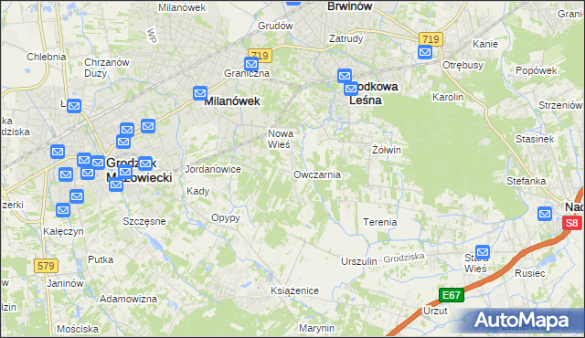 mapa Owczarnia gmina Brwinów, Owczarnia gmina Brwinów na mapie Targeo