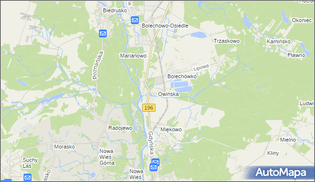 mapa Owińska, Owińska na mapie Targeo