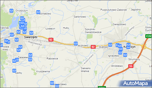 mapa Paczkowo gmina Swarzędz, Paczkowo gmina Swarzędz na mapie Targeo