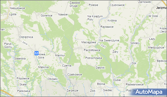 mapa Paczółtowice, Paczółtowice na mapie Targeo