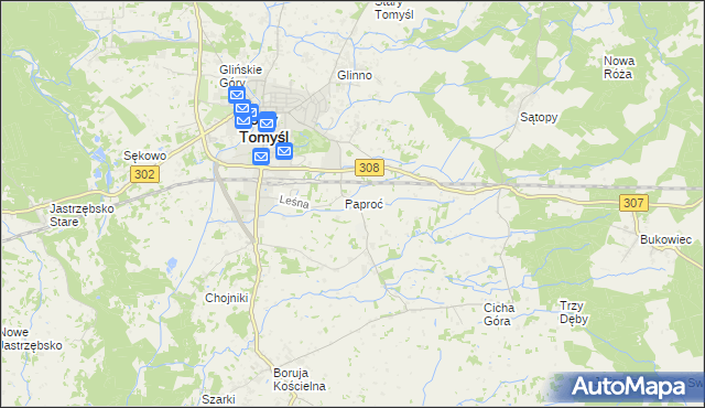 mapa Paproć, Paproć na mapie Targeo