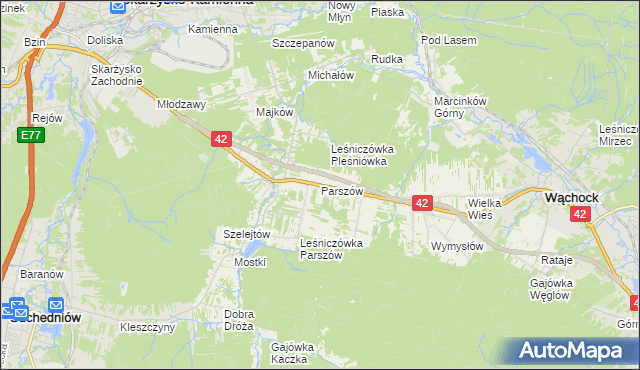 mapa Parszów, Parszów na mapie Targeo