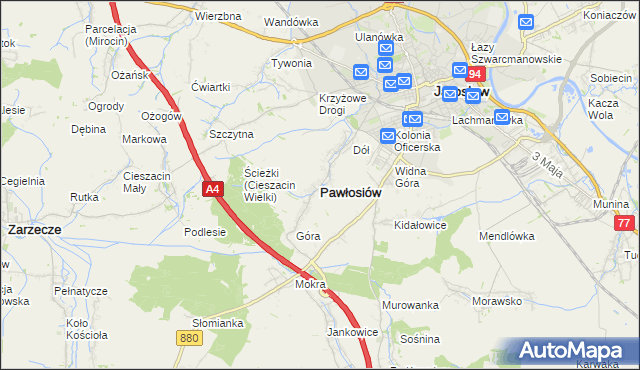 mapa Pawłosiów, Pawłosiów na mapie Targeo