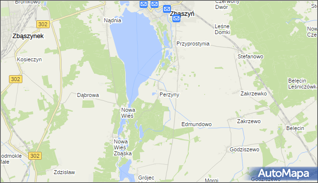 mapa Perzyny gmina Zbąszyń, Perzyny gmina Zbąszyń na mapie Targeo