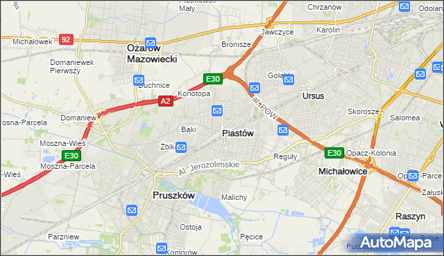 mapa Piastów powiat pruszkowski, Piastów powiat pruszkowski na mapie Targeo