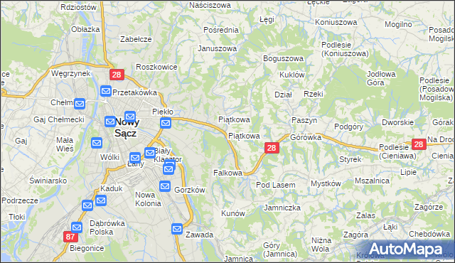 mapa Piątkowa gmina Chełmiec, Piątkowa gmina Chełmiec na mapie Targeo