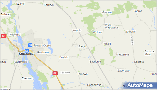 mapa Piecki gmina Kruszwica, Piecki gmina Kruszwica na mapie Targeo