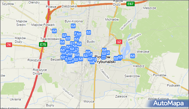 mapa Piotrków Trybunalski, Piotrków Trybunalski na mapie Targeo