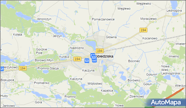 mapa Pobiedziska, Pobiedziska na mapie Targeo