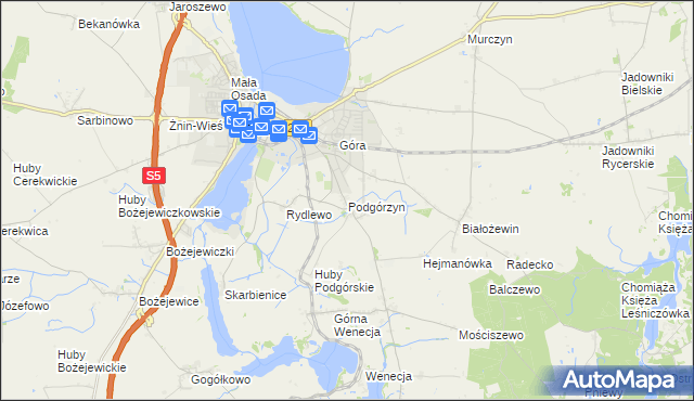 mapa Podgórzyn gmina Żnin, Podgórzyn gmina Żnin na mapie Targeo