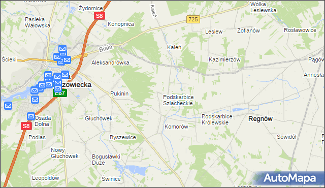 mapa Podskarbice Szlacheckie, Podskarbice Szlacheckie na mapie Targeo