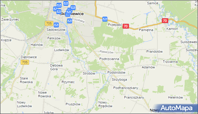 mapa Podtrzcianna, Podtrzcianna na mapie Targeo