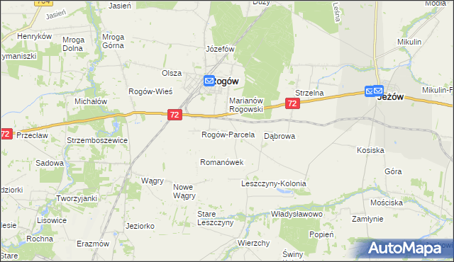 mapa Popień gmina Rogów, Popień gmina Rogów na mapie Targeo