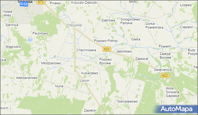 mapa Popowo Borowe, Popowo Borowe na mapie Targeo