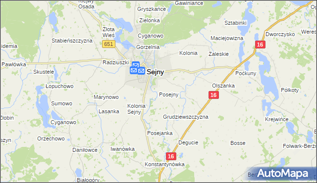 mapa Posejny, Posejny na mapie Targeo