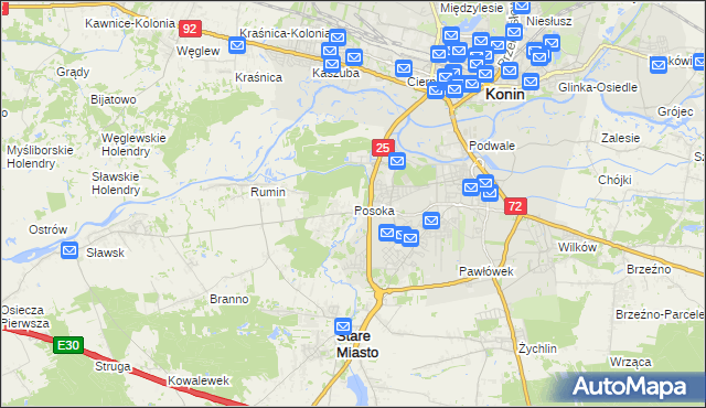 mapa Posoka gmina Stare Miasto, Posoka gmina Stare Miasto na mapie Targeo
