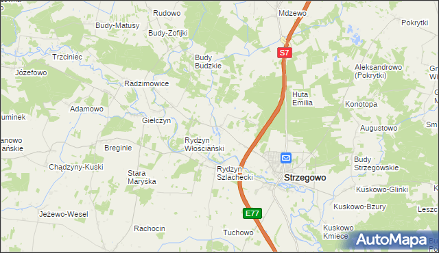 mapa Prusocin, Prusocin na mapie Targeo
