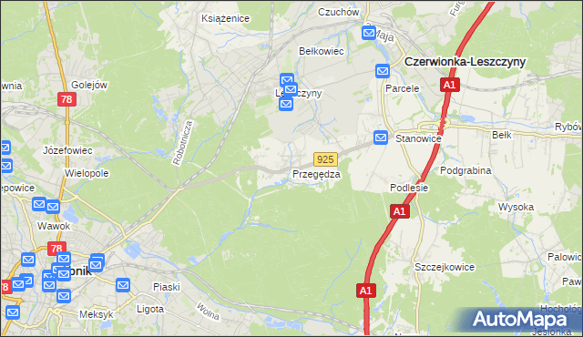 mapa Przegędza, Przegędza na mapie Targeo