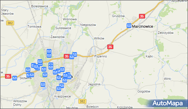 mapa Pszenno, Pszenno na mapie Targeo