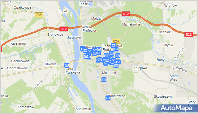 mapa Puław, Puławy na mapie Targeo
