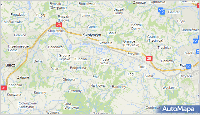 mapa Pusta Wola, Pusta Wola na mapie Targeo