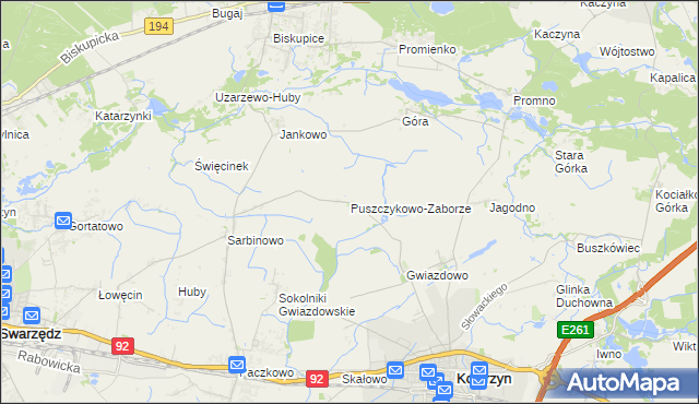 mapa Puszczykowo-Zaborze, Puszczykowo-Zaborze na mapie Targeo