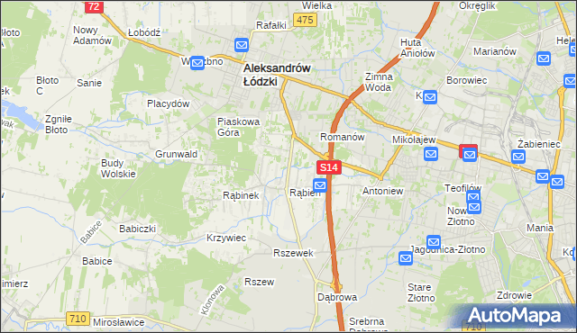 mapa Rąbień AB, Rąbień AB na mapie Targeo