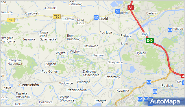 mapa Rączna, Rączna na mapie Targeo