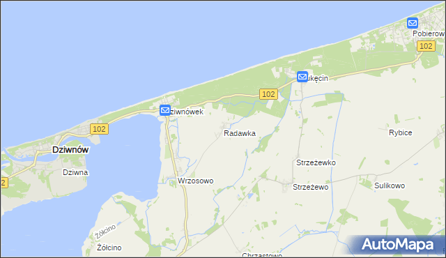 mapa Radawka, Radawka na mapie Targeo