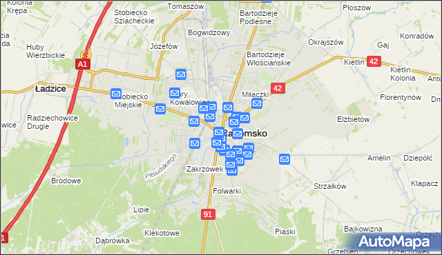 mapa Radomsko, Radomsko na mapie Targeo