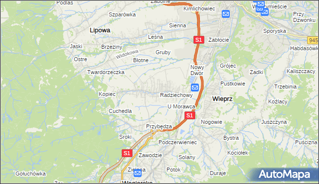 mapa Radziechowy, Radziechowy na mapie Targeo
