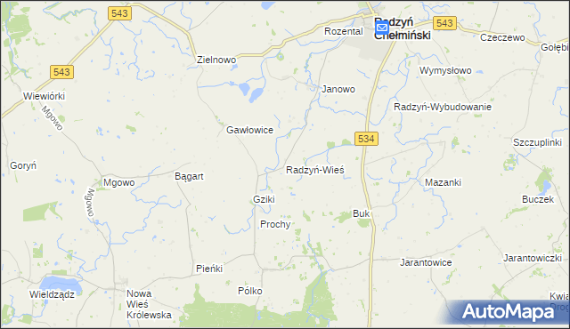 mapa Radzyń-Wieś, Radzyń-Wieś na mapie Targeo