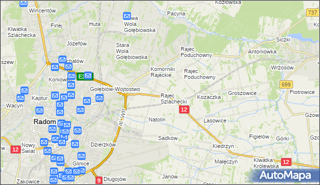 mapa Rajec Szlachecki, Rajec Szlachecki na mapie Targeo