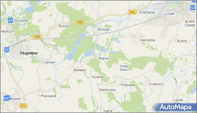 mapa Raków gmina Długołęka, Raków gmina Długołęka na mapie Targeo
