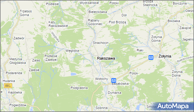 mapa Rakszawa powiat łańcucki, Rakszawa powiat łańcucki na mapie Targeo