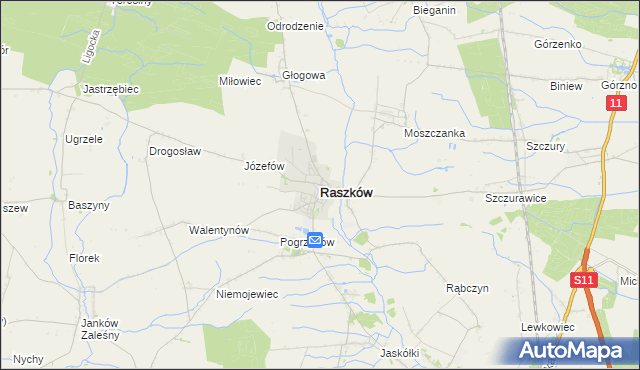 mapa Raszków powiat ostrowski, Raszków powiat ostrowski na mapie Targeo