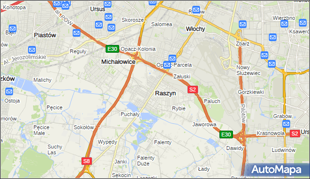 mapa Raszyn powiat pruszkowski, Raszyn powiat pruszkowski na mapie Targeo
