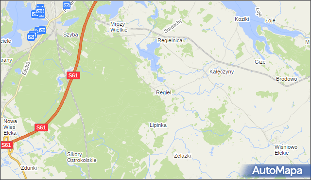 mapa Regiel, Regiel na mapie Targeo