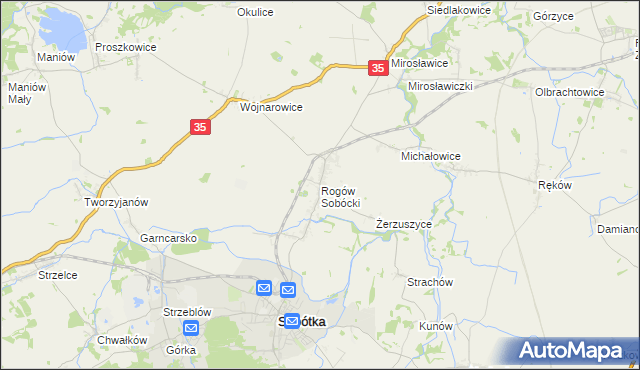 mapa Rogów Sobócki, Rogów Sobócki na mapie Targeo