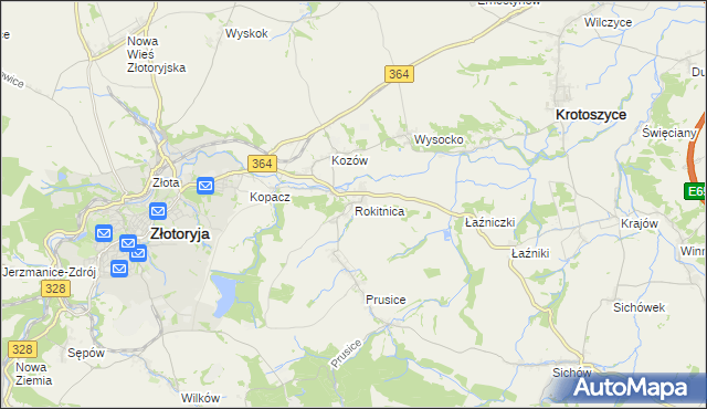 mapa Rokitnica gmina Złotoryja, Rokitnica gmina Złotoryja na mapie Targeo