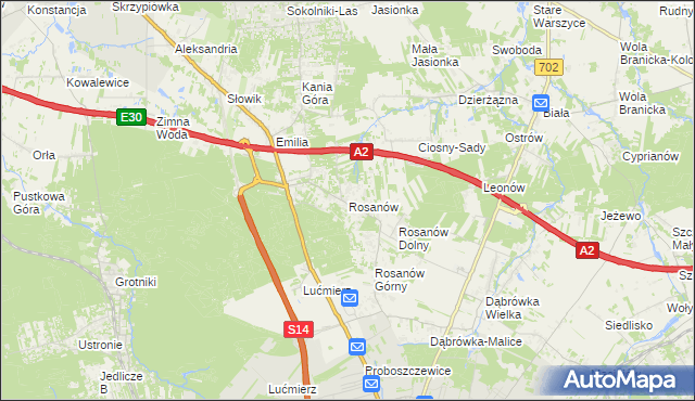 mapa Rosanów, Rosanów na mapie Targeo