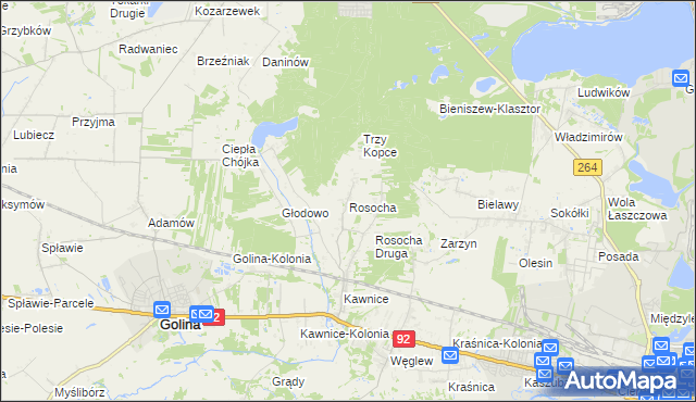 mapa Rosocha gmina Golina, Rosocha gmina Golina na mapie Targeo