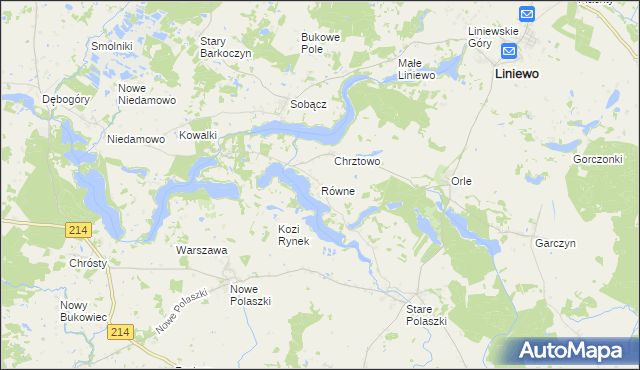 mapa Równe gmina Liniewo, Równe gmina Liniewo na mapie Targeo
