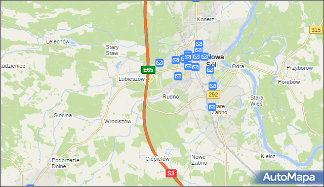 mapa Rudno gmina Nowa Sól, Rudno gmina Nowa Sól na mapie Targeo