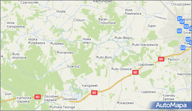 mapa Rutki-Borki, Rutki-Borki na mapie Targeo